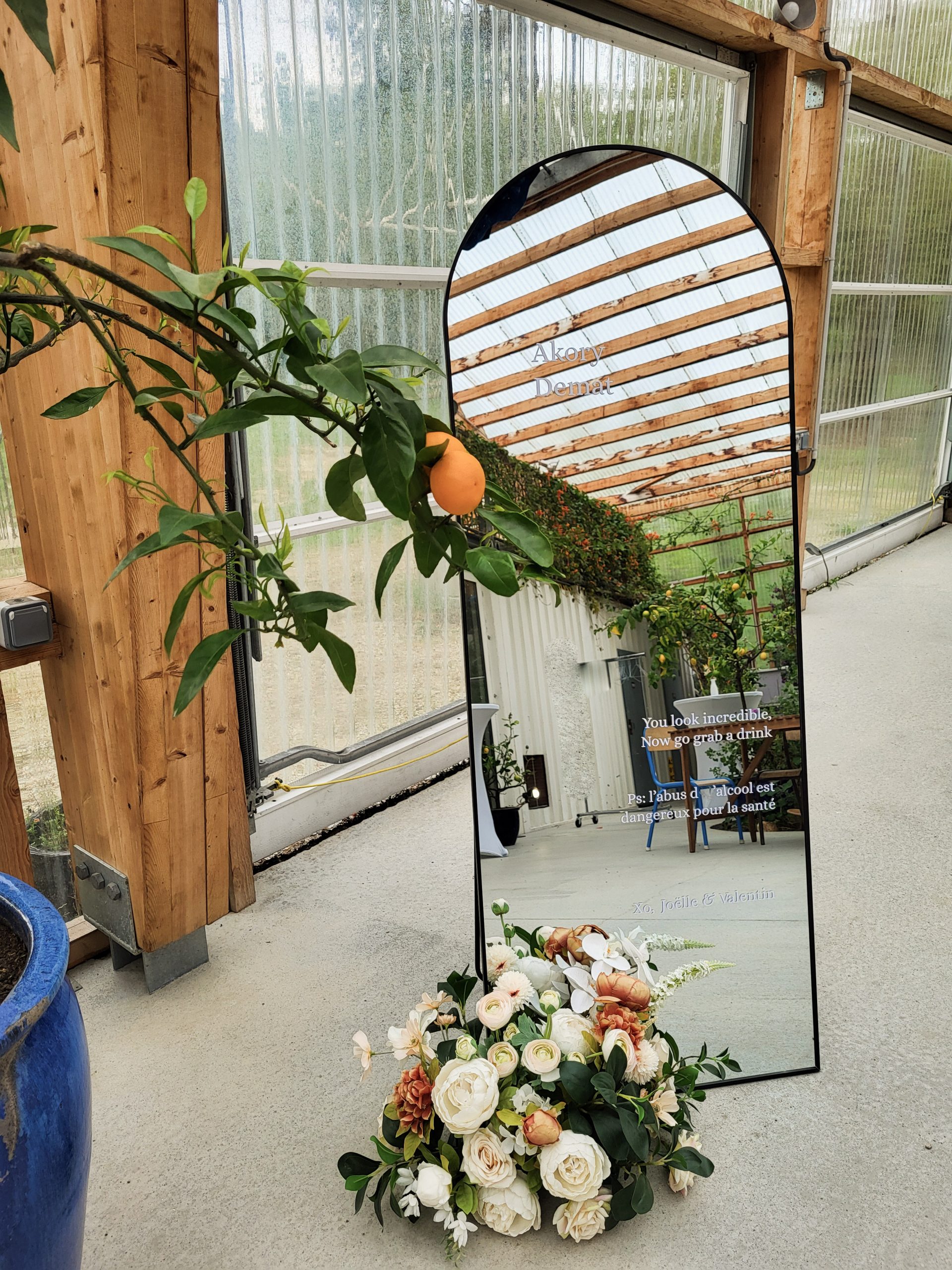 miroir pour bienvenue ou plan de table d'un mariage  en bretagne